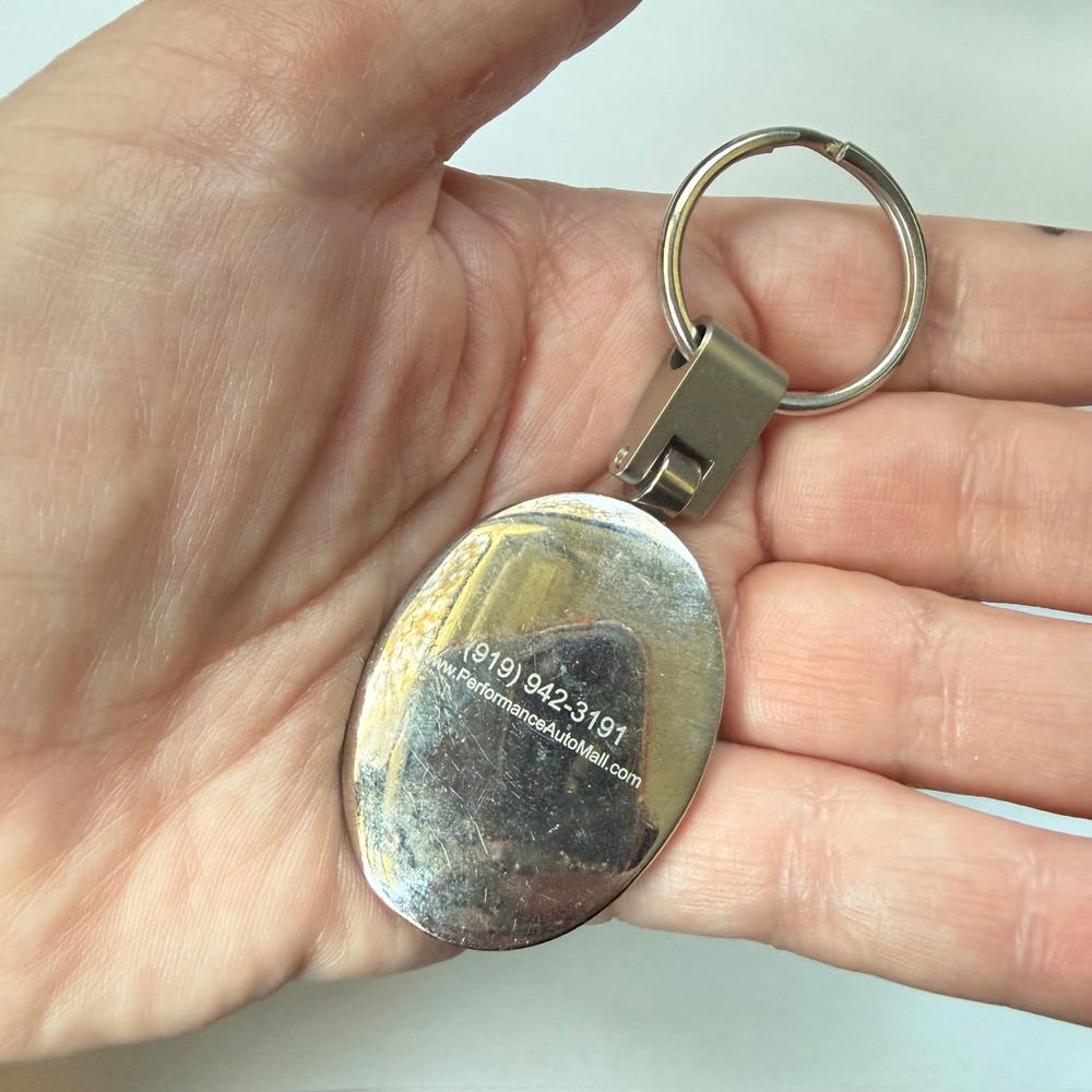Vintage BMW Advertising Keychain Silver Tone Metal Fob Pendant 919 Area Code - Picture 4 of 5